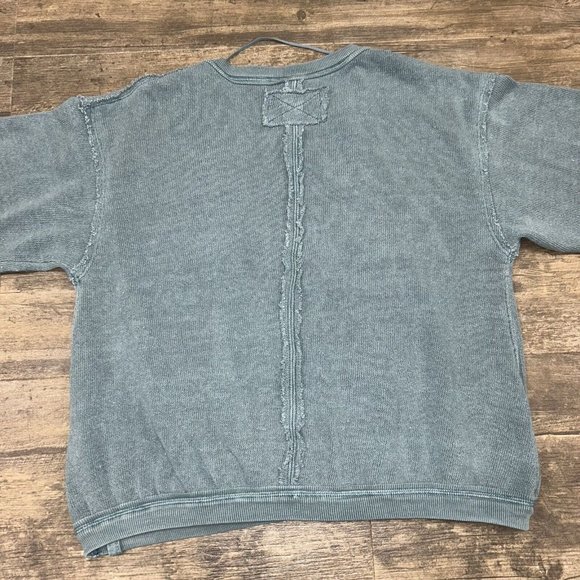 We The Free Anyway Top Distressed Deep Teal Wrap Raw Edge Deep V Extra Small - Picture 8 of 9